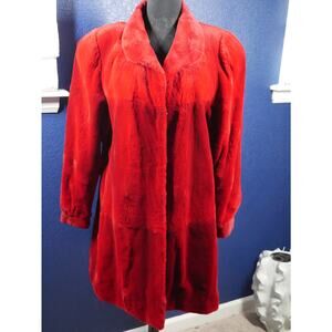 2 die 4 Stunning Cherry Red Sheared Female Mink Fur swing stroller Coat Jacket